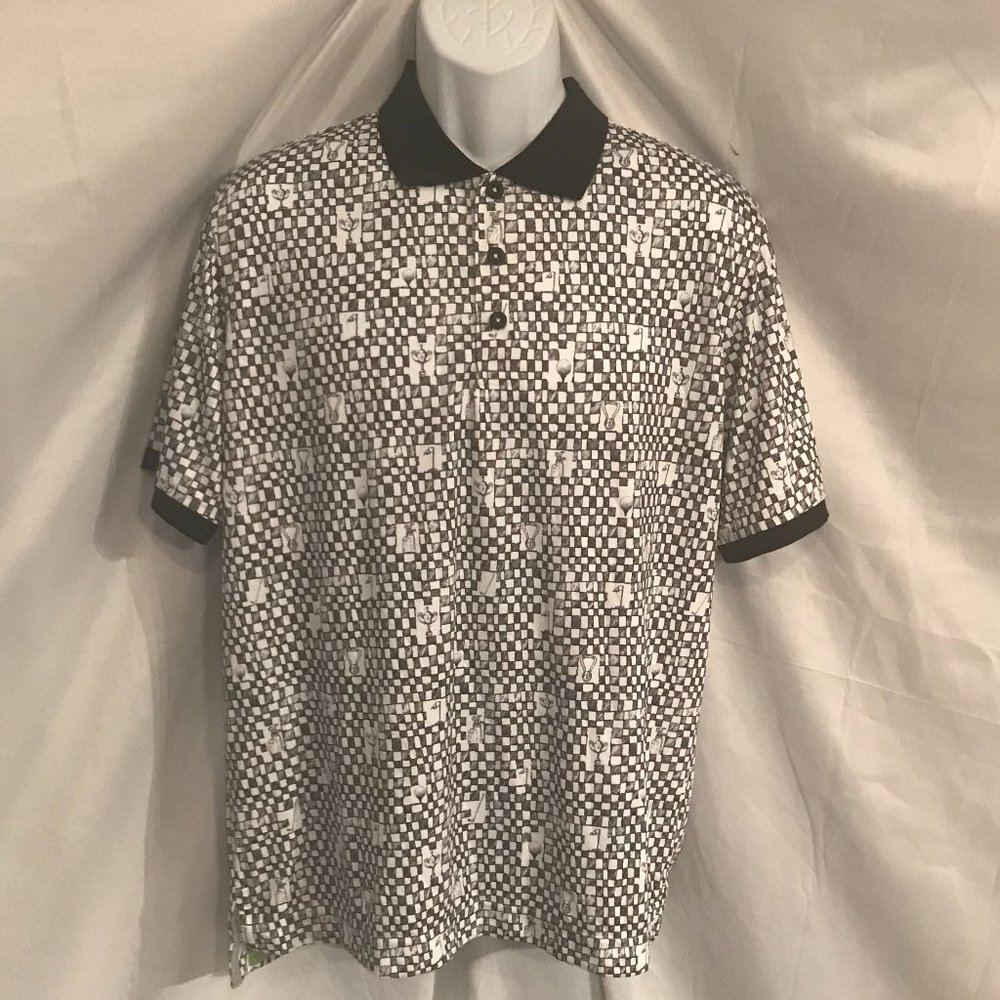 Robert Graham Trophies White/Blackish Gray Stylish Fashion Polo Shirt #108